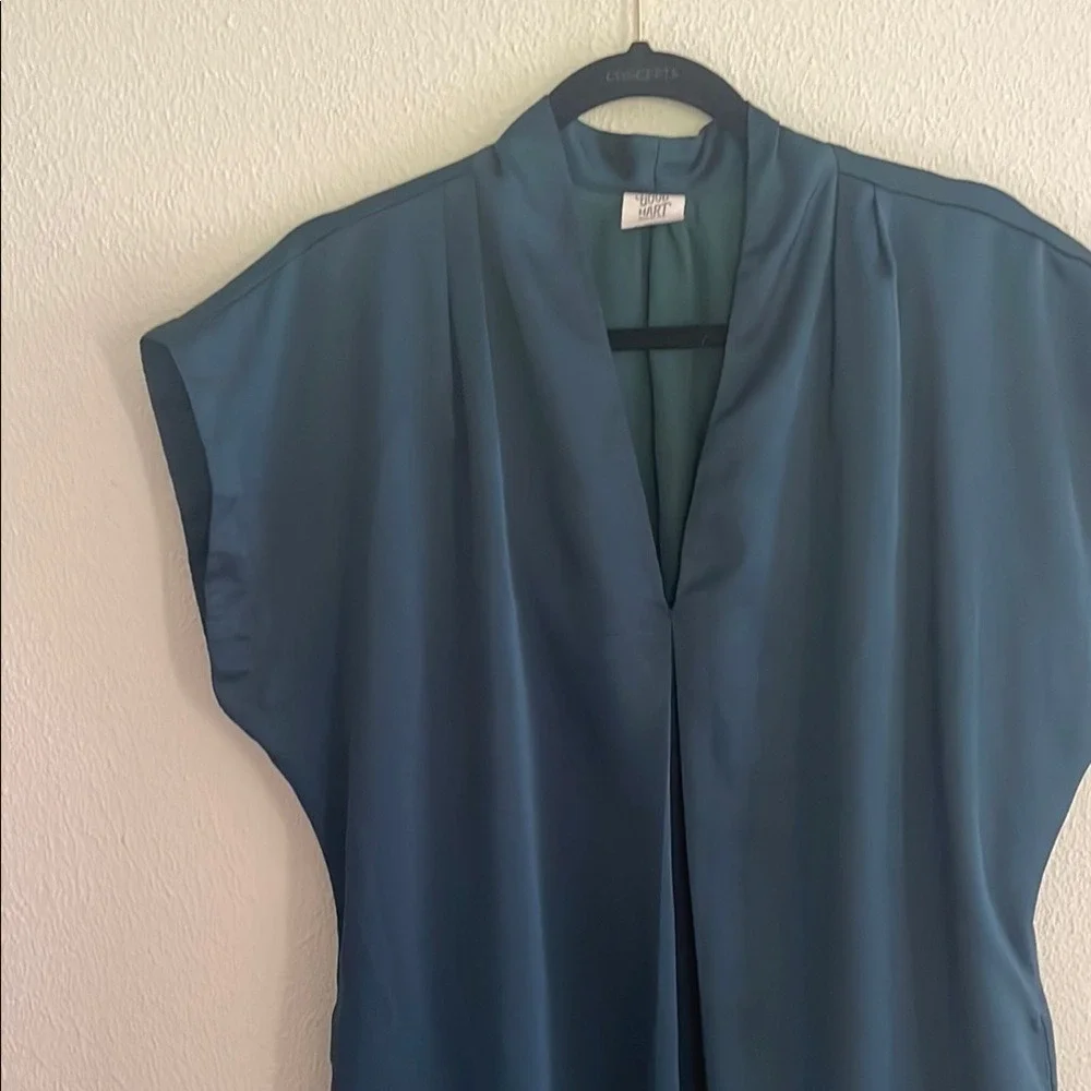 Good Hart by Matilda Jane Teal Green‎ V-Neck Cap Sleeve Shift Dress Medium